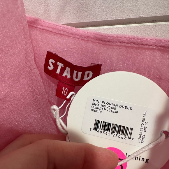 NWT Staud pink Florian ruffled organza mini dress - Picture 7 of 10